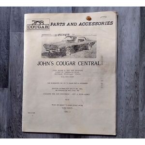 1989 John's Cougar Central Parts Catalog 1967-1973 Mercury Cougar Accessories